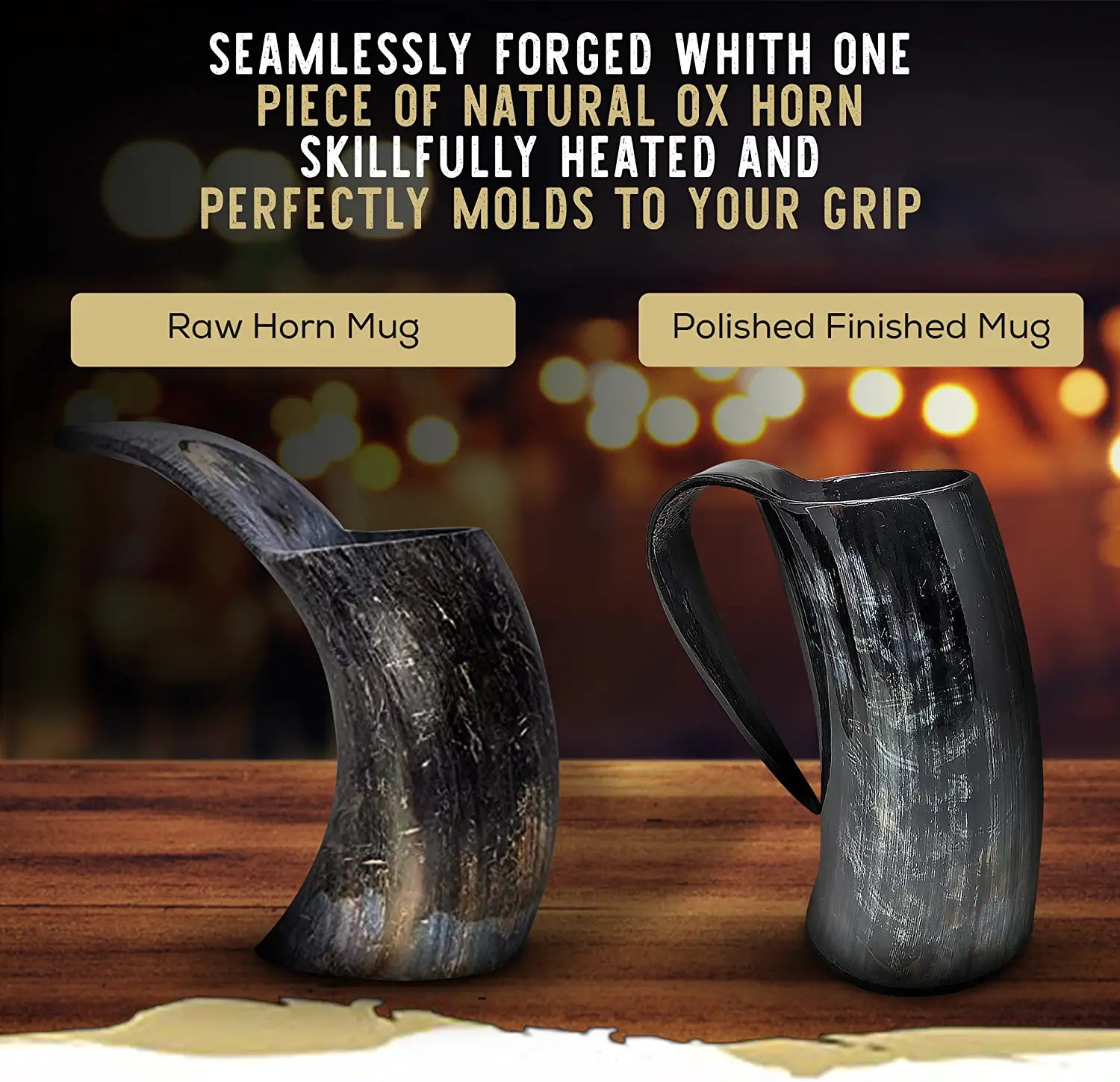 Laniti Viking Drinking Horn Mug Medieval Style Genuine Ox Horn Mug Artisans Craftsmanship