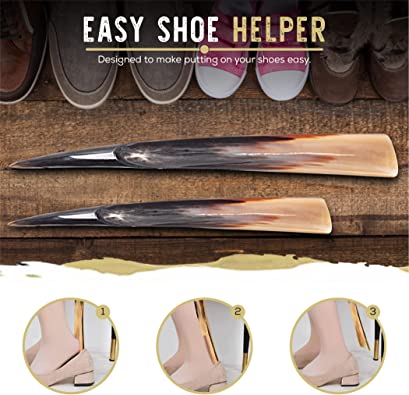 Shoe Long handle Shoehorn Handmade Easy Grip for Seniors, Men, Women, Kids. Real Horn, Authentic Ethically Sourced Ox Horn.